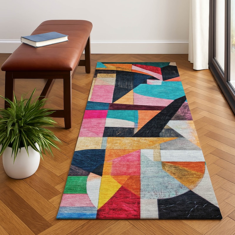 Premium Washable Super Soft Contemporary Mayfield Rug - Blue - 2'3" x 7'6"