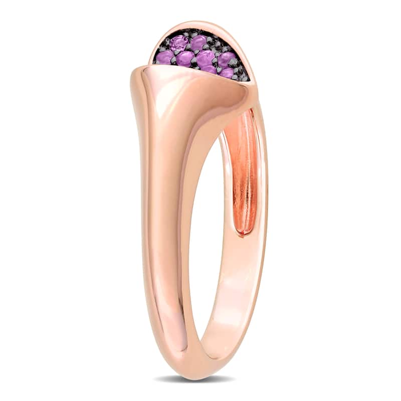 Miadora 1/5ct TGW Amethyst Heart Ring in Rose Silver