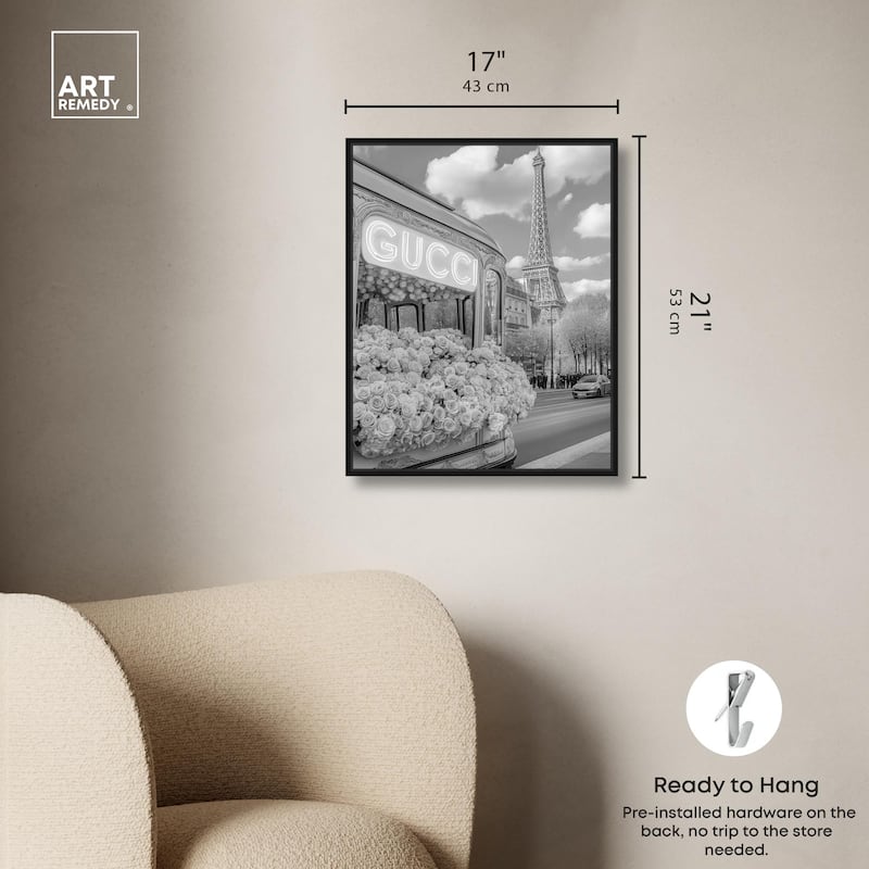 Dreamy Fashion Bus Noir Canvas by Art Remedy