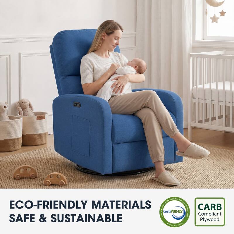 INK IVY Dakota Power Recliner 3-in-1 with Swivel, Glider, USB Ports