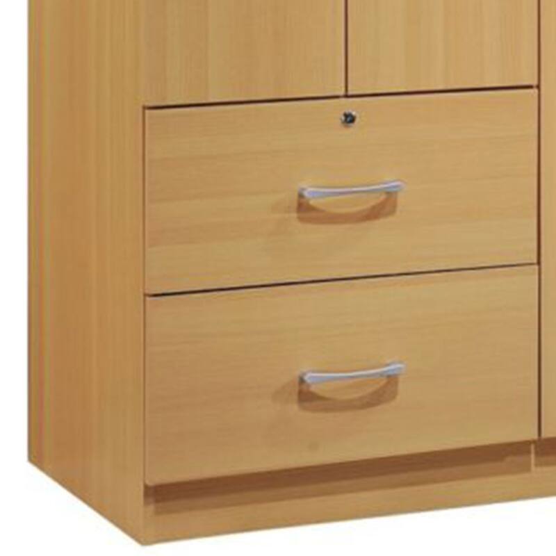 Hodedah Import 3 Door Armoire with Clothing Rod, Shelves, and 2 Drawers, Black - 187