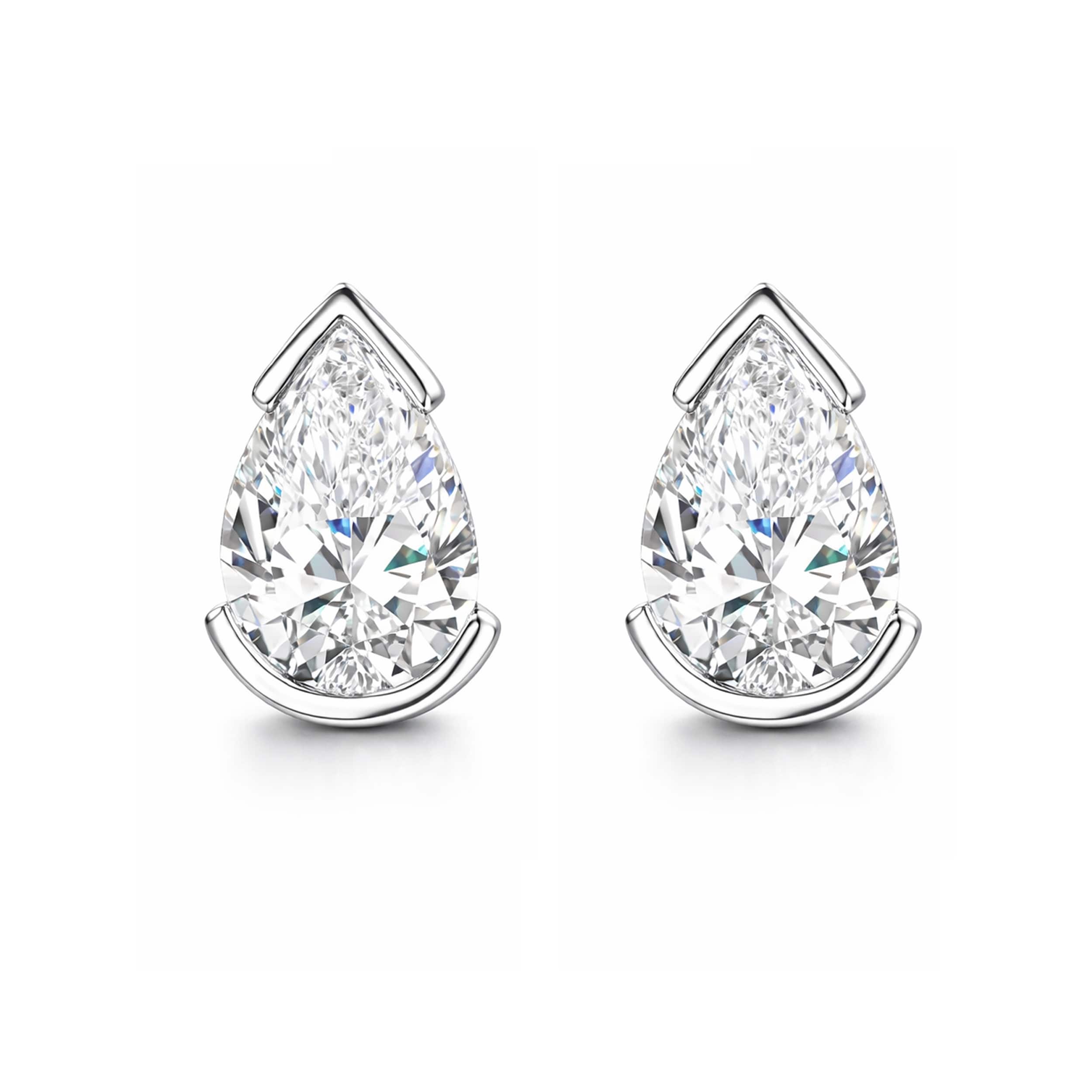 Auriya 14k Gold Lab Grown Pear Diamond Stud Earrings 0.50 to 8.00 ct. tw. Push-Back (E-F VS)