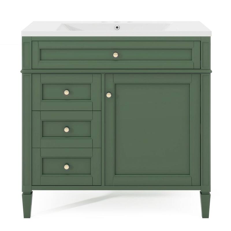 36" Modern Bathroom Vanity with Sink and Medicine Cabinet,2 Soft Closing Doors and 4 Drawers