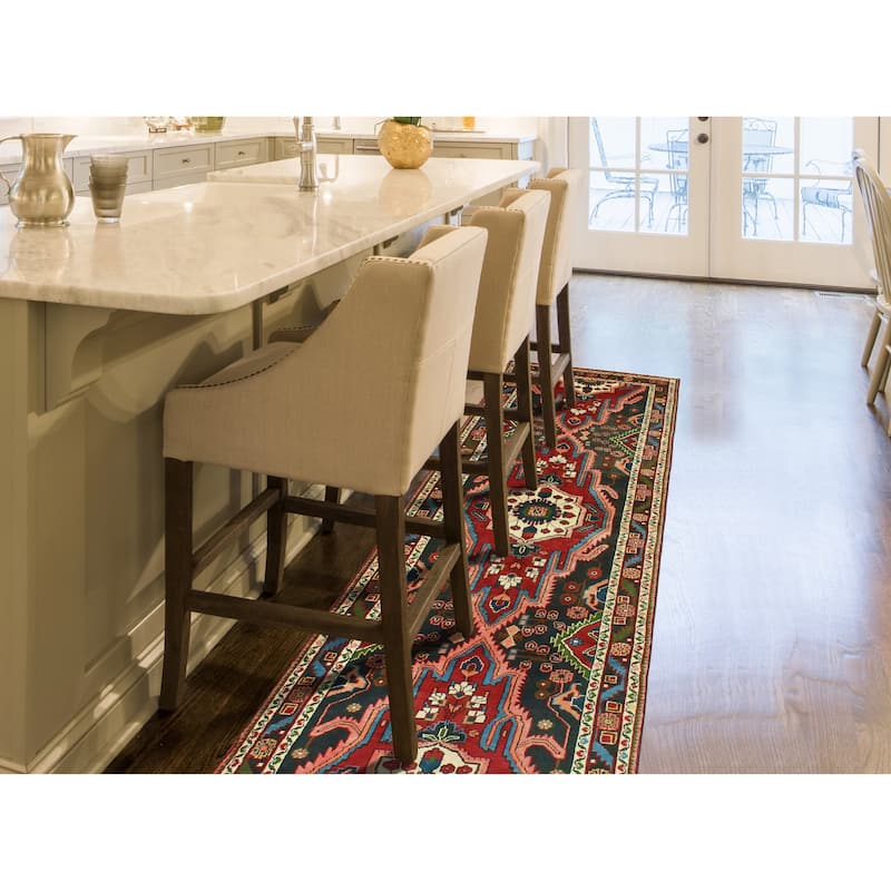 Noori Rug Fine Vintage Distressed Bemeere Red/Charcoal Runner - 3'10" x 11'9"