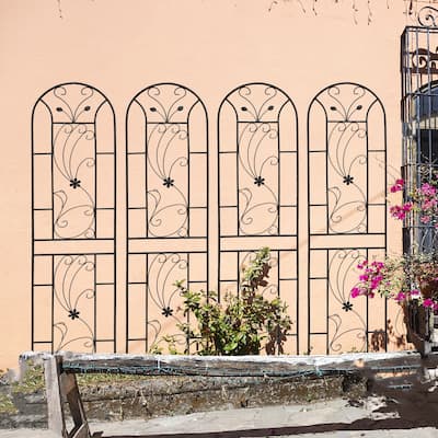 4 Pack Metal Garden Trellis 86.7" x 19.7" Rustproof Trellis for Climbing Plants Outdoor Flower Support Peacock Style