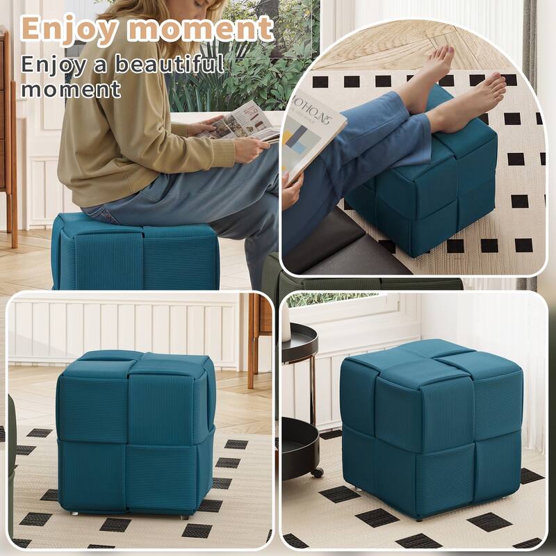 Ottoman Foot Rest Soft and Comfortable Ottoman Square Corduroy Woven Design Sofa Stool