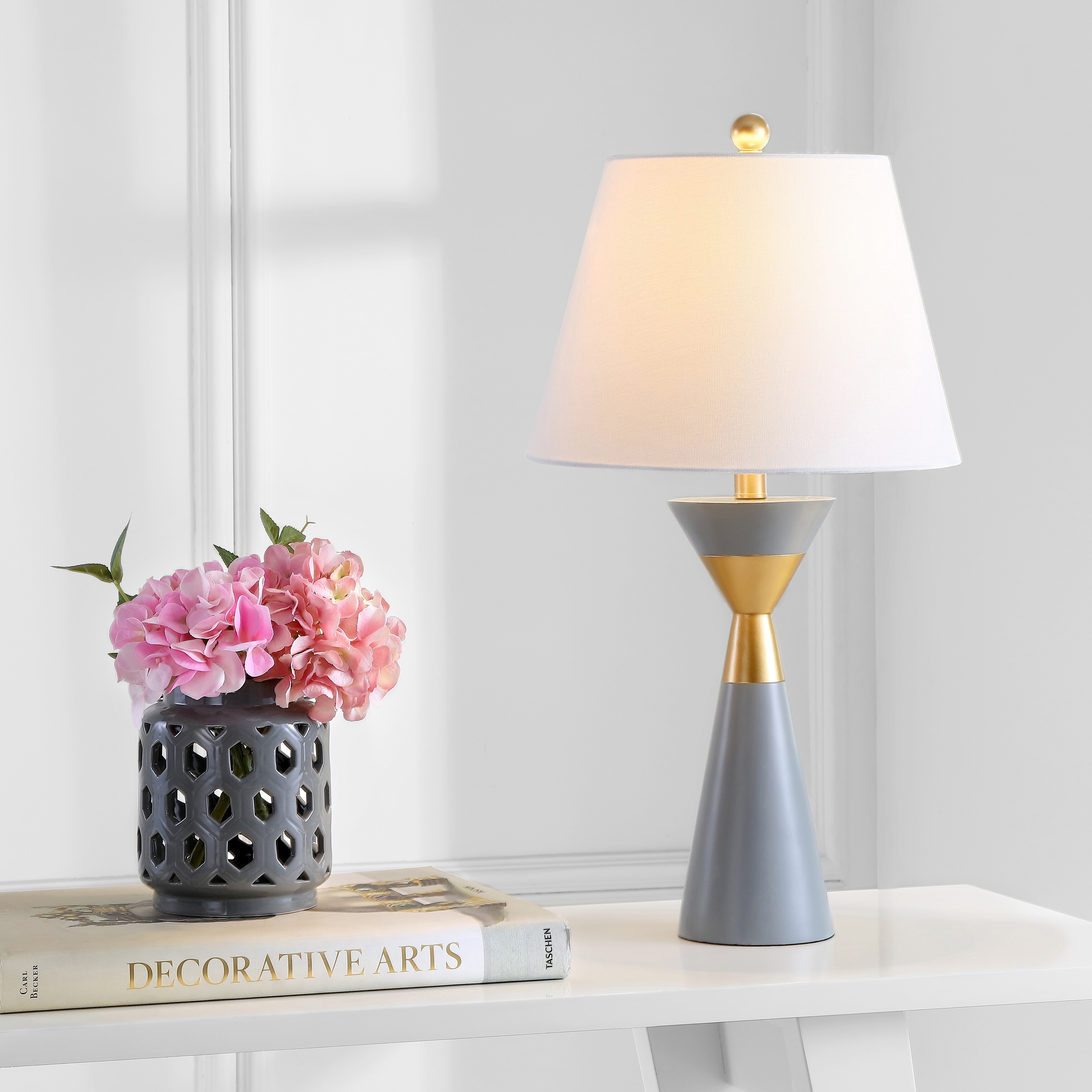 Safavieh Lighting 27 Inch Lian Gold Grey Led Table Lamp Set Of 2 14 X14 X26 5 On Sale Overstock 23614798