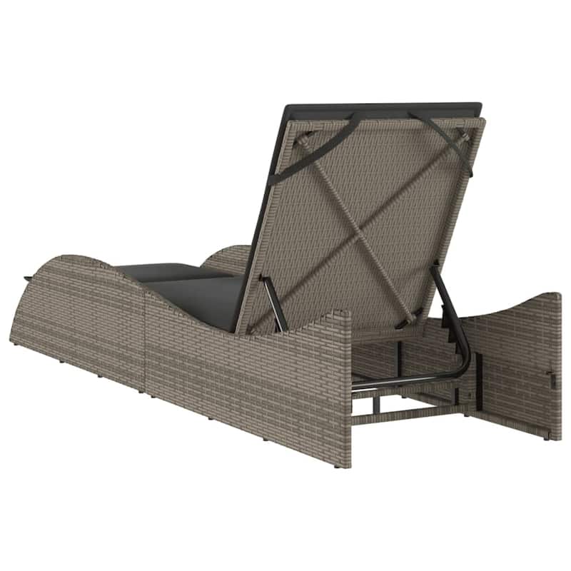 vidaXL Sun Lounger Grey PE rattan 23.6 x 80.7 x 28.7 in - 23.6" x 80.7" x 28.7"/ 1