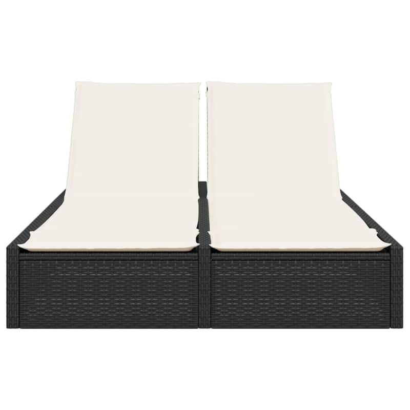vidaXL Double Sun Lounger Black, Cream White - 78.7 x 48.4 x 28 in