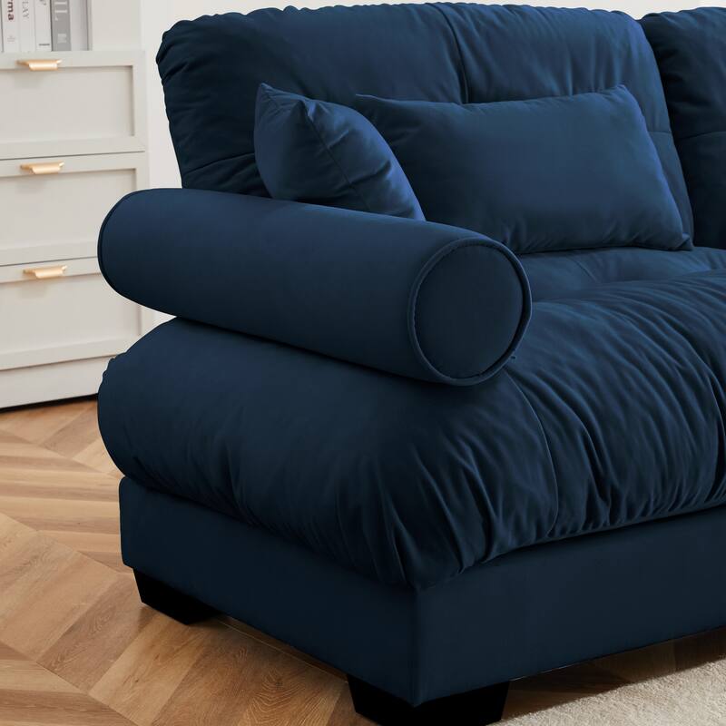 Extra Large 3-Seat Modern Sofa with Waist Pillows & Throw Pillows