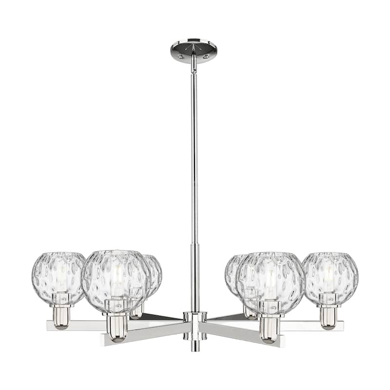 Innovations Lighting Endless Possibilities Arcadia - Athens Water Glass - 6 Light 36" Stem Hung Chandelier - Polished Nickel
