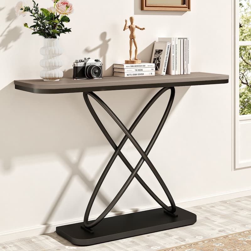 47.4" Industrial Console Table for Entryway Sofa Table - 47.4"L x 14"W x 32.8"H - Cream Grey