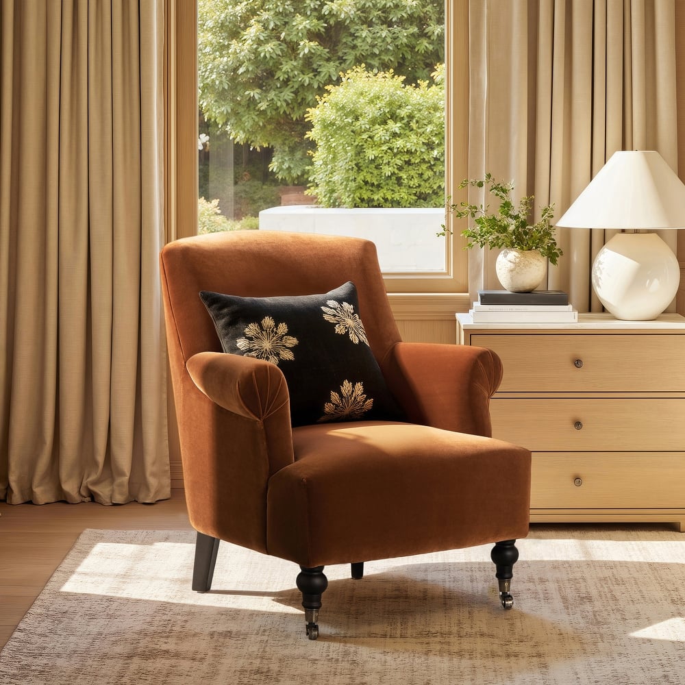 Eloise 30" Transitional Velvet Pleated Sock Arm Accent Chair