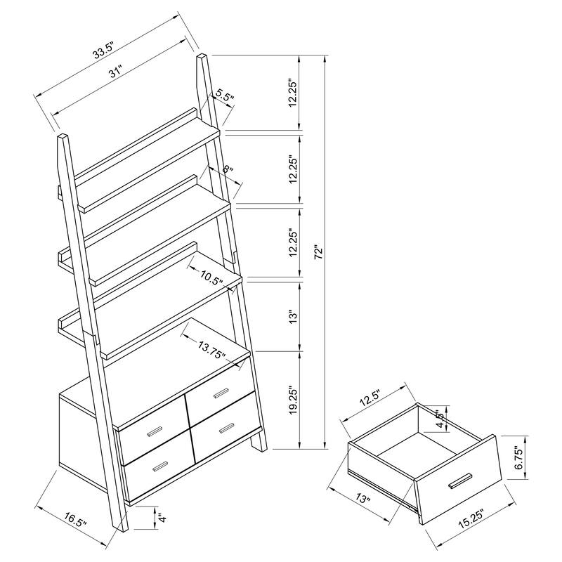 Colella 3-piece Storage Ladder Bookshelf Set Cappuccino - 33.50" x 16.50" x 72.00"