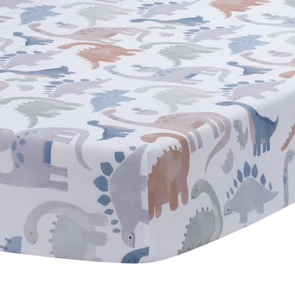 slide 2 of 6, Lambs & Ivy Dino-Might 100% Cotton Dinosaur Baby/Toddler Fitted Crib Sheet