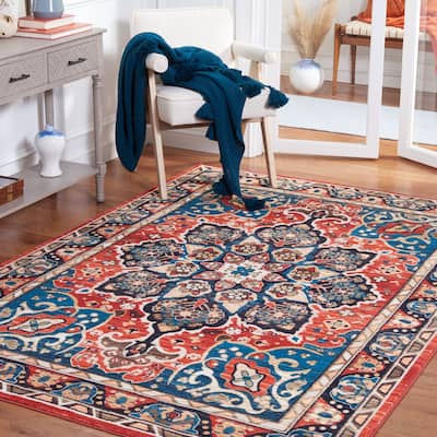 SAFAVIEH Riviera Machine Washable Slip Resistant Wilma Oriental Rug - 5'5" x 7'7"