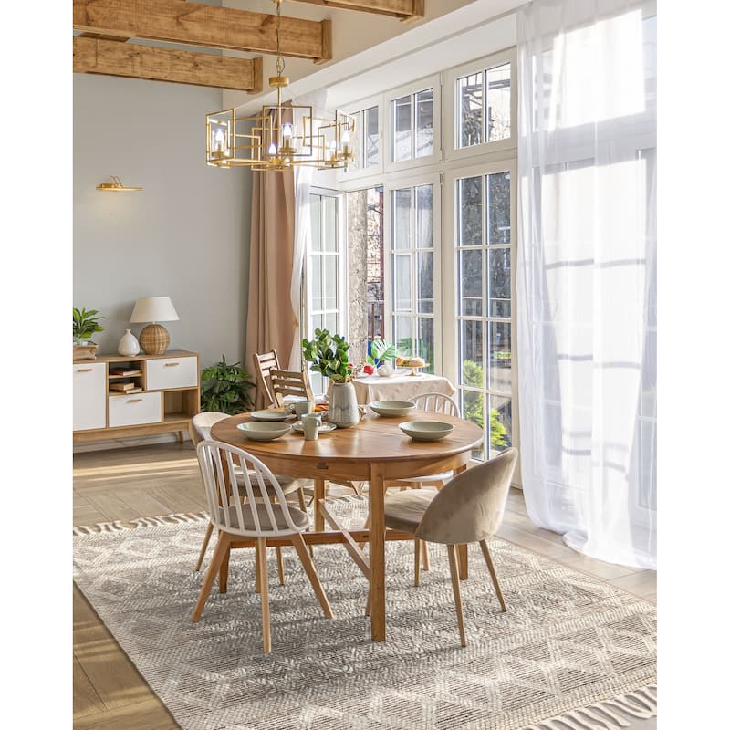 ECARPETGALLERY Braid weave Sienna Cream Wool Rug - 6'2 x 6'2