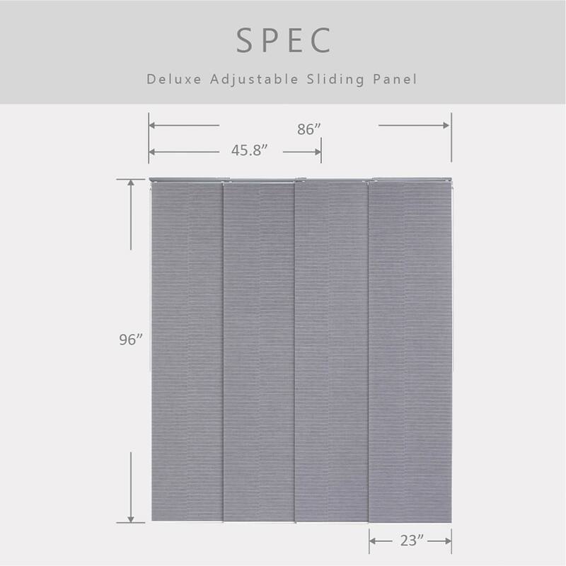 GoDear Design Natural Woven Adjustable Sliding Panel Track Blinds, Vertical Blinds, Timeless Series, 45.8"- 86" W x 96" L