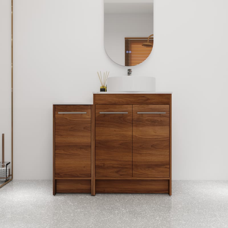 Bathroom Vanity With Sink In 24/36/48/60 Inch, Freestanding Bathroom Vanity With Soft Close Door - 35.4"W x 18.9"D - Brown Ebony -400
