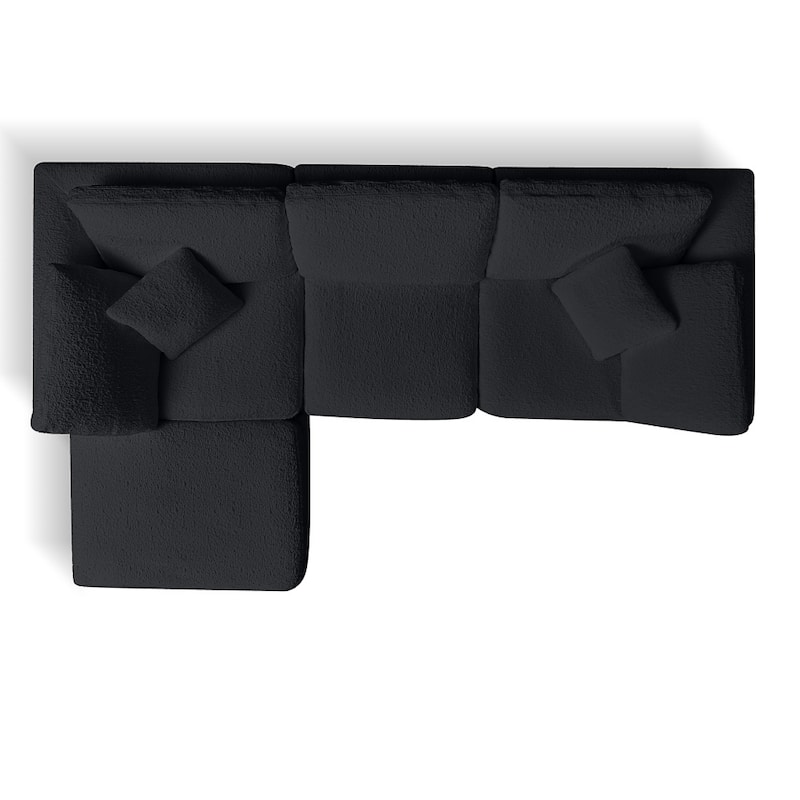 110" Convertible L-Shape 3-Seater Cloud Sectional Sofa with Ottoman