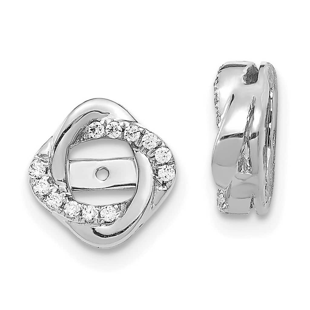 Curata 14k White Gold Diamond Jacket Earrings - 10x10mm Wide
