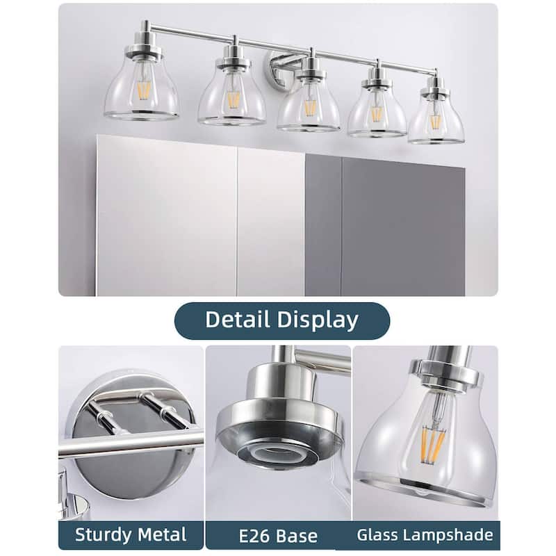 Hermosa Polished Nickel 5-Light Bathroom Vanity Light