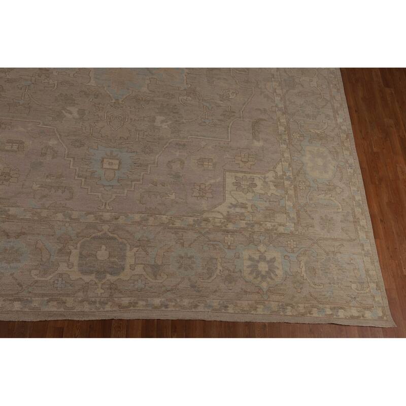 Vegetable Dye Oushak Large Square Area Rug Hand-Knotted Wool Carpet - 12'5"x 12'4"