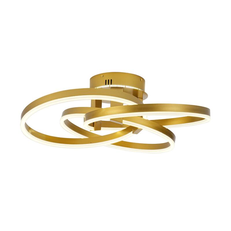 Black or Gold 22" Simple Geometric LED Semi Flush Mount, Nordic Futuristic Sci-fi Leds Ceiling Light - N/A