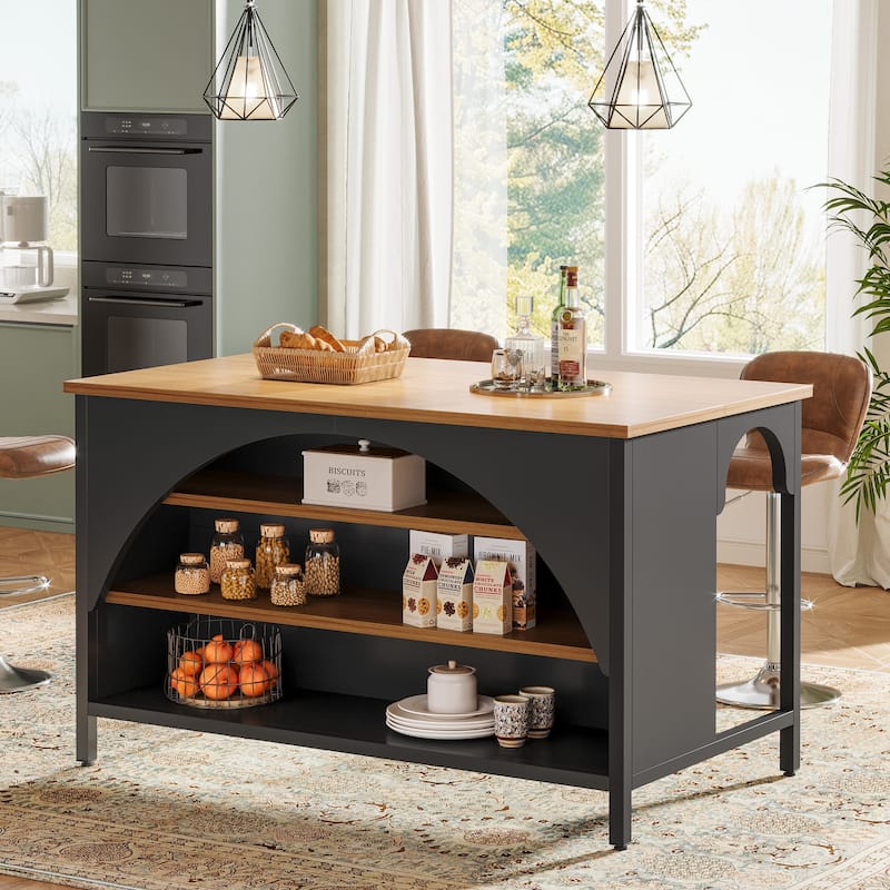Kitchen Island with Large Countertop and Seating Area - N/A