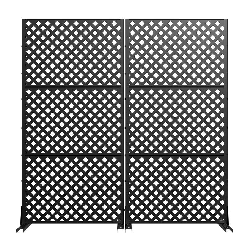 Outdoor Rectangle Privacy Screens Metal Screen Fence Panel Set of 2