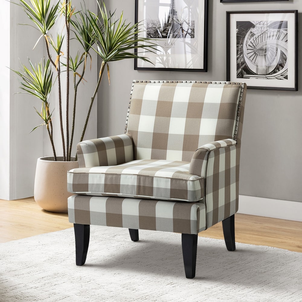 Akorda French Country Armchair with Nailhead Trim and Solid Wood Legs by HULALA HOME