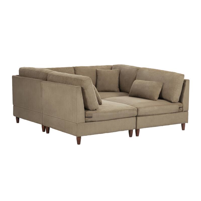 4-Piece Oversized Reversible Upholstered Sectional Modular Sofa
