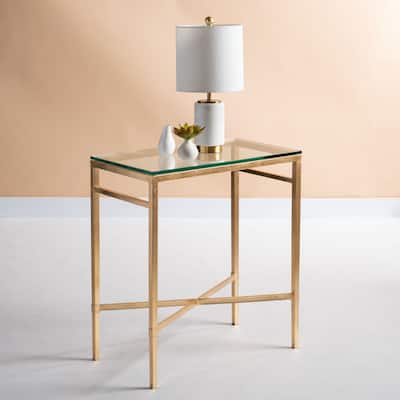 SAFAVIEH Couture Viggo Antique Glass Side Table - 22" W x 13" D x 25" H