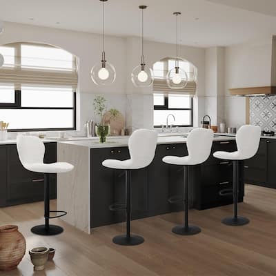 Modern Swivel Bar Chairs Adjustable Bar Stools Set of 4, Counter Height Bar Stools with High Backrest