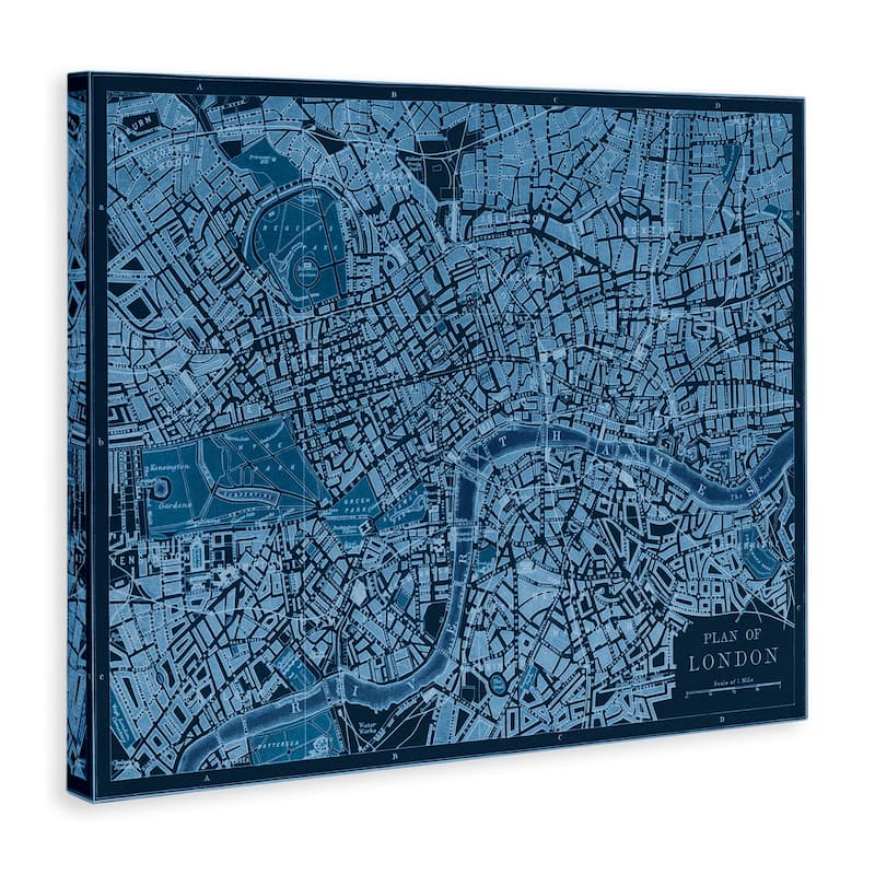 Stupell Blue Detailed London Map Canvas Wall Art Design By Phillipa Katz