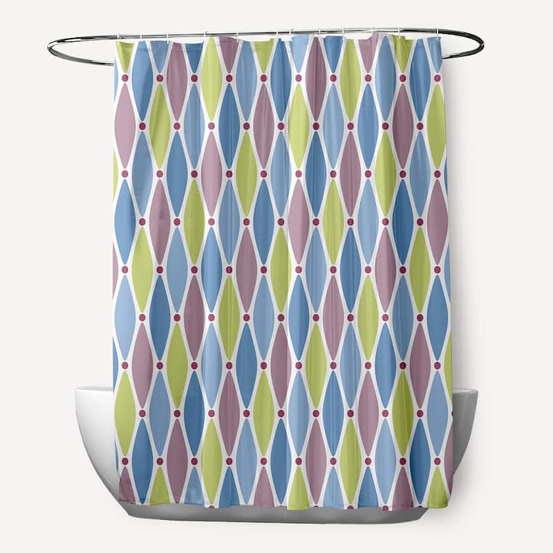 71 x 74-inch Wavy Splash Geometric Print Shower Curtain - Purple