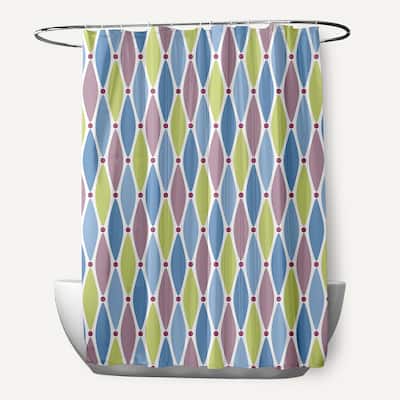 71 x 74-inch Wavy Splash Geometric Print Shower Curtain