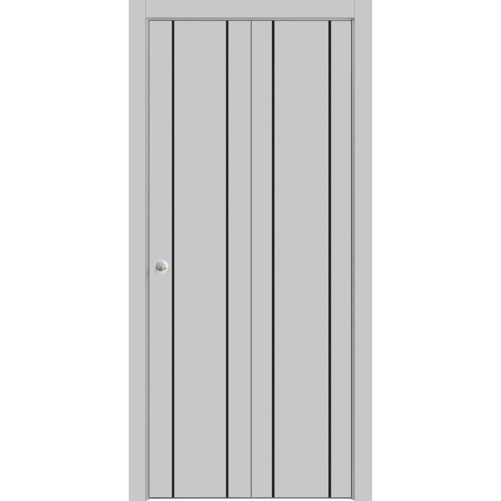 Slab Barn Door Panel 28 x 80 Planum 0016 Grey Matte with Sturdy Finished