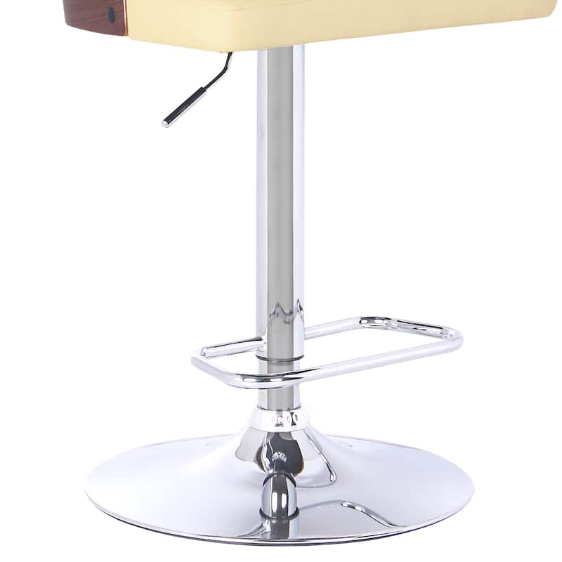 Armen Living Storm Adjustable Swivel Barstool in Chrome finish with Walnut wood and PU upholstery (Color options)
