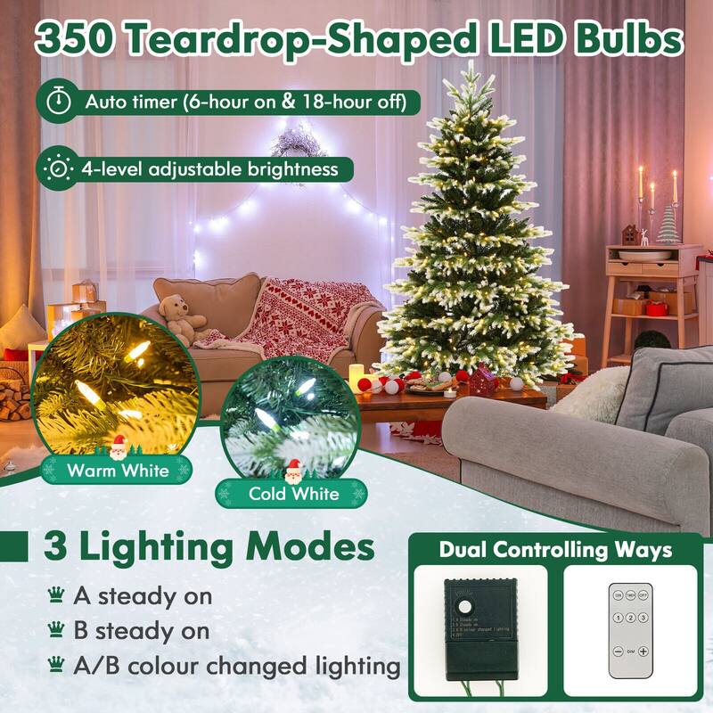 6 Feet Hinged Christmas Tree with 350/500 LED Lights Remote Control