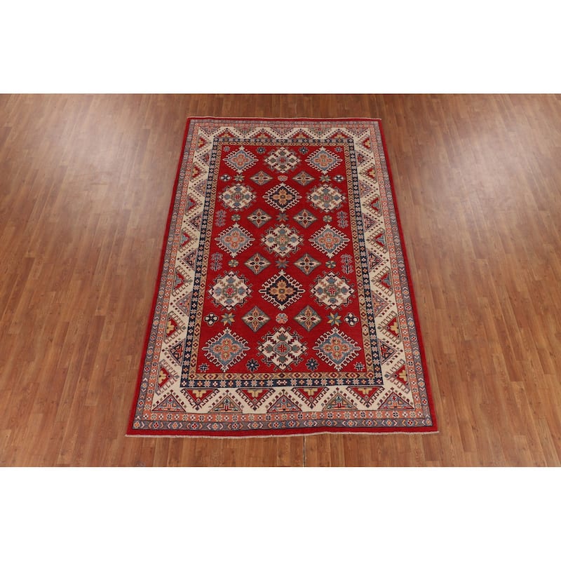 Red Kazak Oriental Area Rug Handmade Wool Carpet - 6'5" x 9'10"