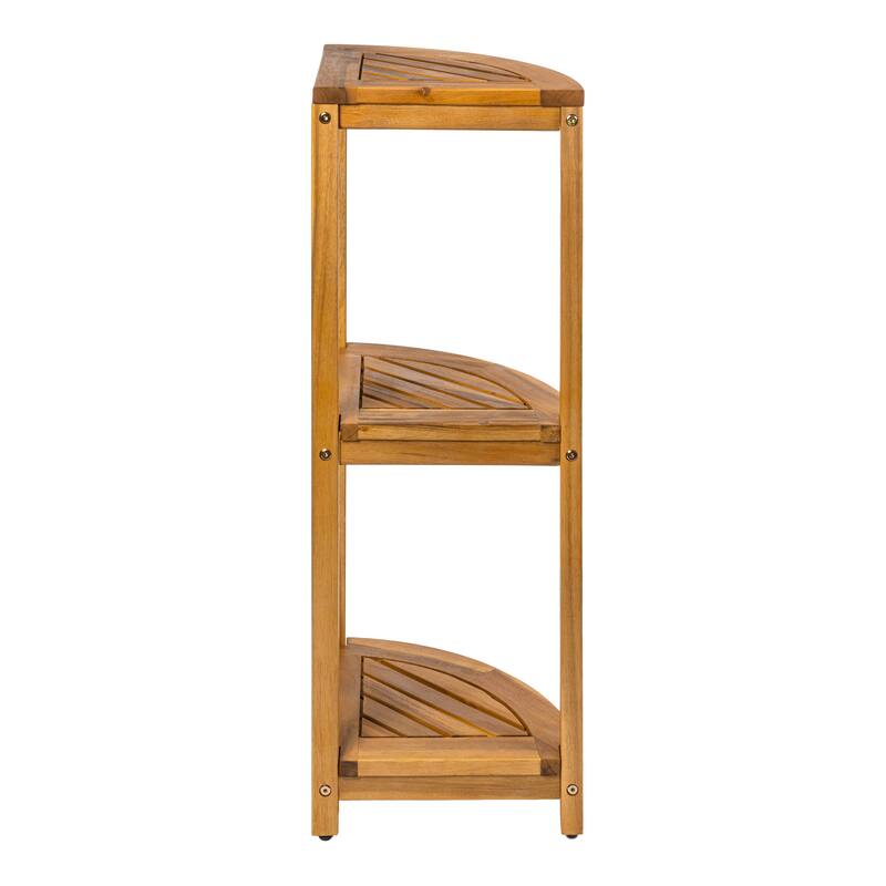 33" Sela 3-Tier Acacia Wood Freestanding Bathroom Corner Shelf
