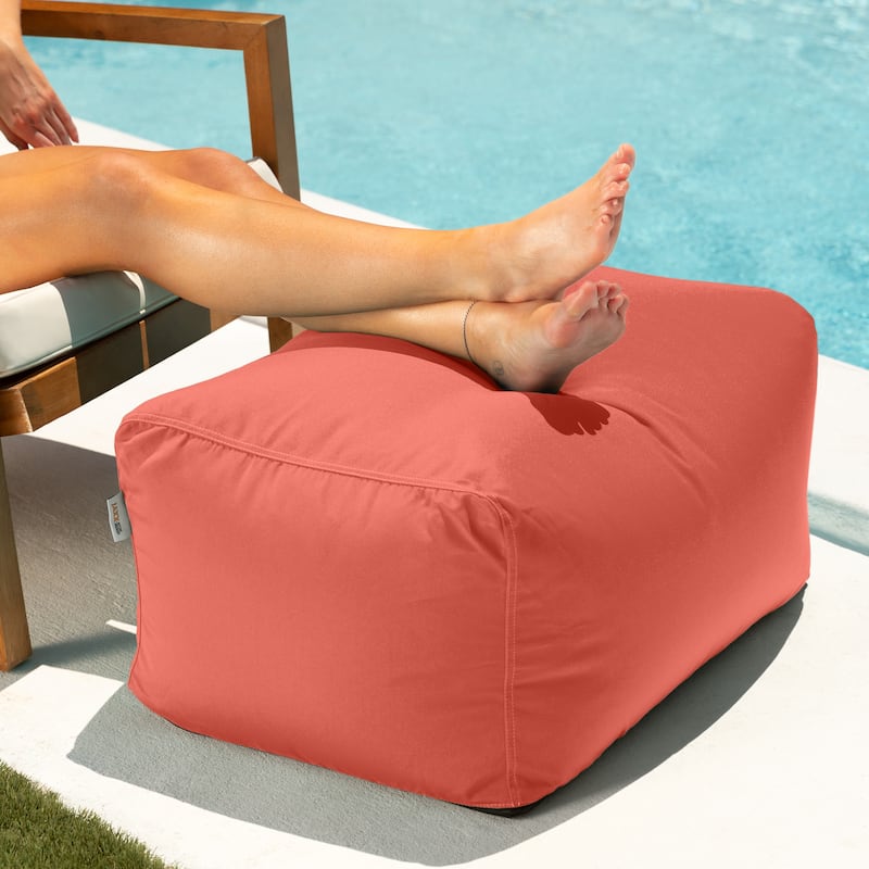 Leon Outdoor Patio Bean Bag Ottoman - Flamingo