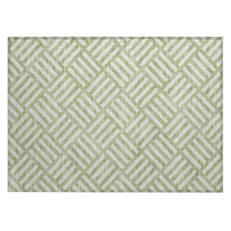 Machine Washable Indoor/ Outdoor Chantille Modern Geo Rug