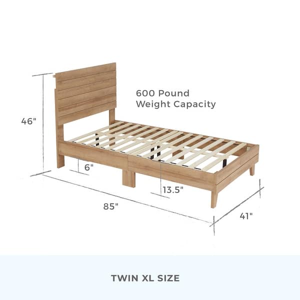 dimension image slide 3 of 18, Brookside Mabel Shiplap Platform Bed Frame with Headboard