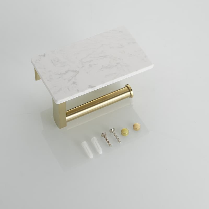 Toilet Paper Holder with Marble Shelf