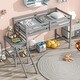 preview thumbnail 2 of 5, Gray Pine Wood Loft Bed with Platform & Ladder, Safety Rails, Easy Assembly