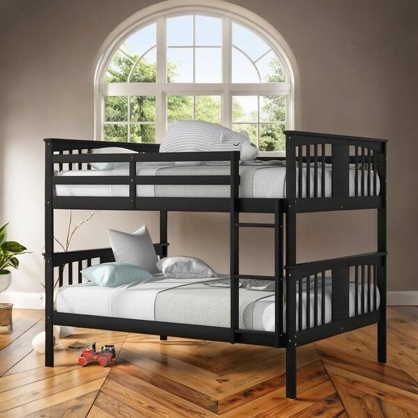 slide 2 of 13, Full over Full Bunk Bed with Ladder for Bedroom Espresso