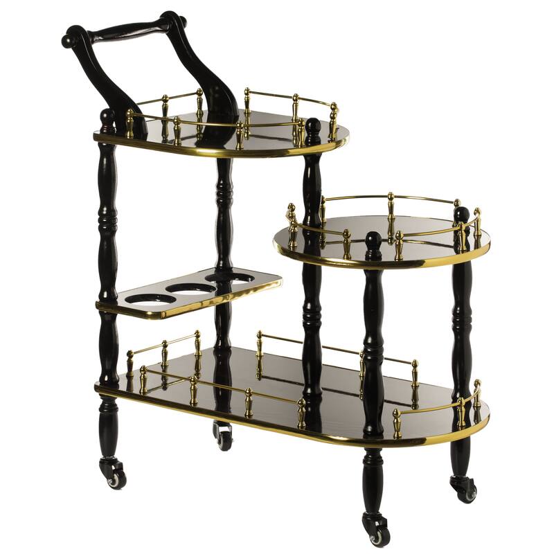 Serving Bar Cart Tea Trolley, 3 Tier Shelves on Rolling Wheels, Mobile Liquor Bar for Wine Beverage Dinner Party