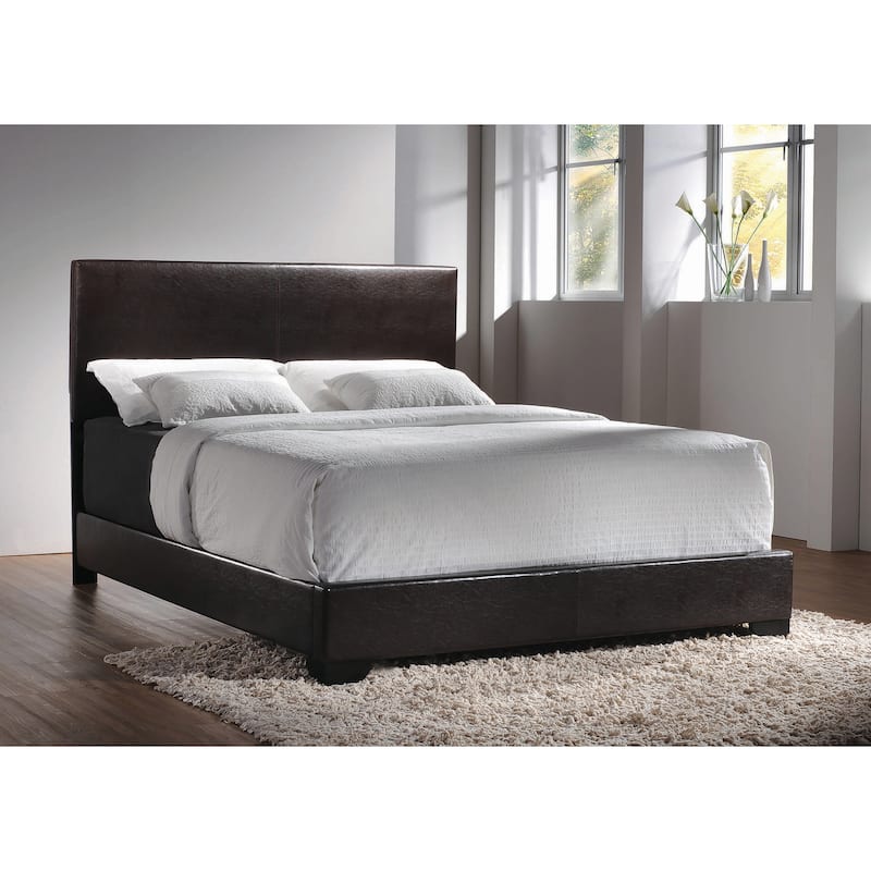 Clara Casual Upholstered Panel Bed - Dark Brown - King